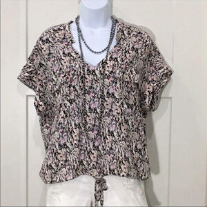 ARK & Co floral abstract bottom tie top size small